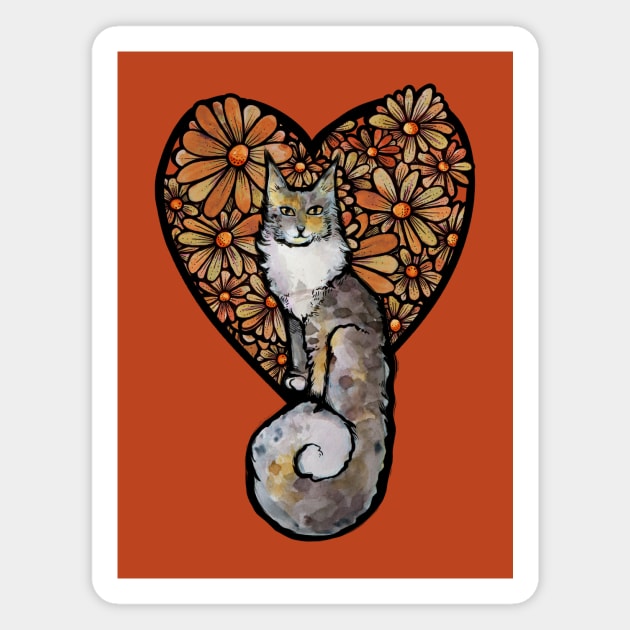 Orange Daisy Maine Coon Magnet by bubbsnugg